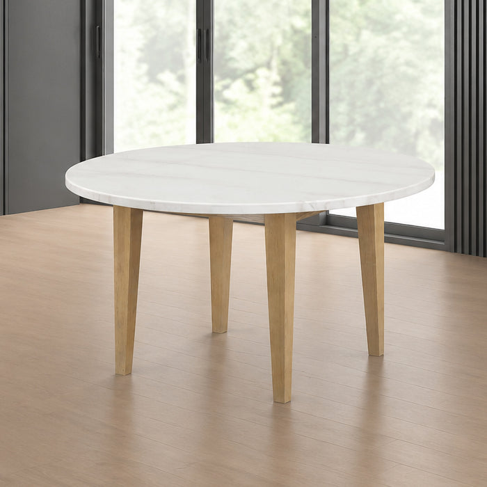 ESSENCE 54" ROUND DINING TABLE W/MARBLE TOP-NATURAL
