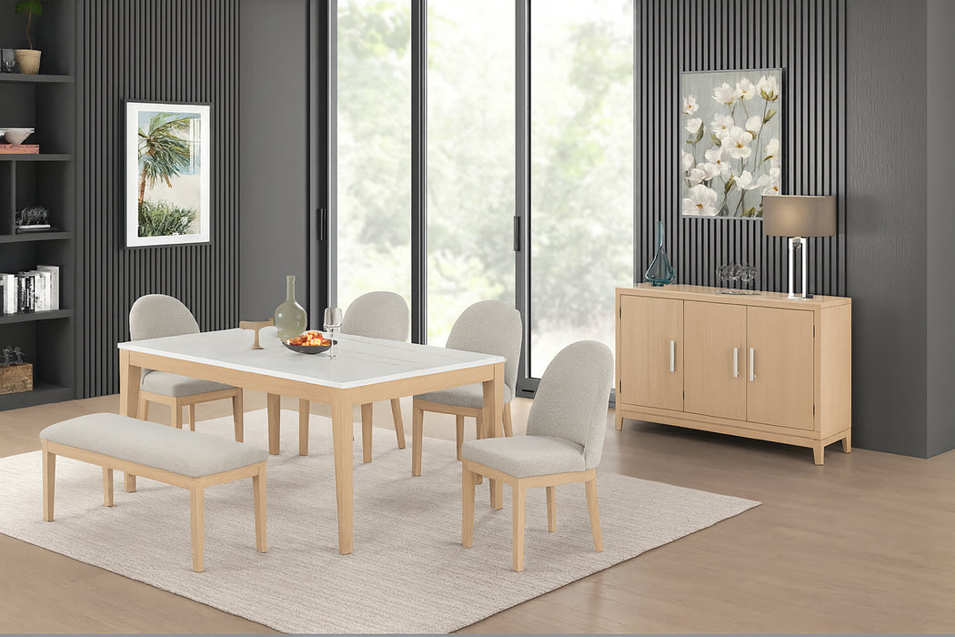 ESSENCE 72" RECTANGLE DINING TABLE W/MARBLE TOP-NATURAL