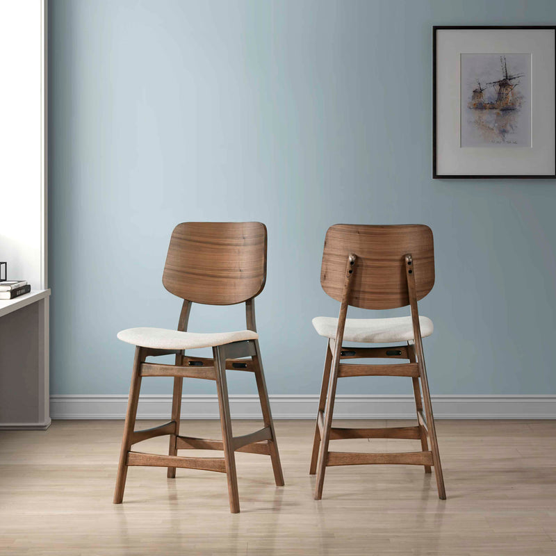 OSCAR COUNTER CHAIR WITH NATURAL CUSHION-WALNUT