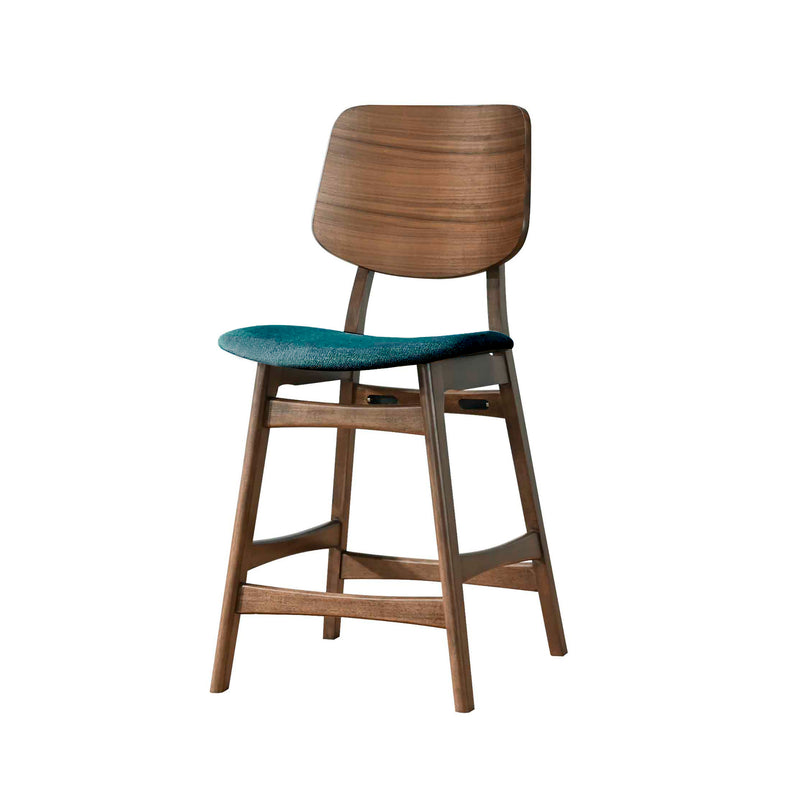 OSCAR COUNTER CHAIR WITH FOREST GREEN CUSHION-WALNUT