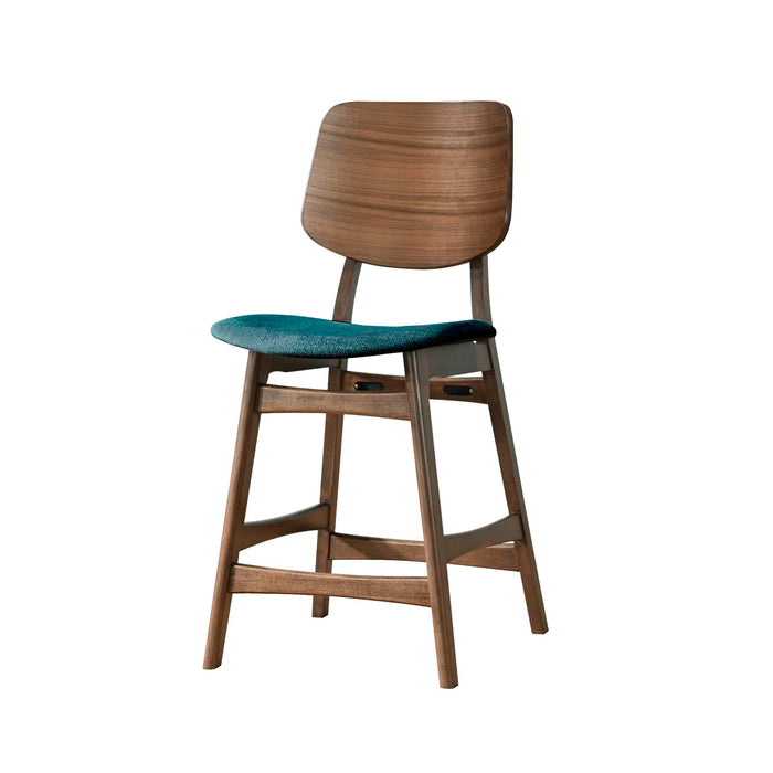 OSCAR COUNTER CHAIR WITH FOREST GREEN CUSHION-WALNUT