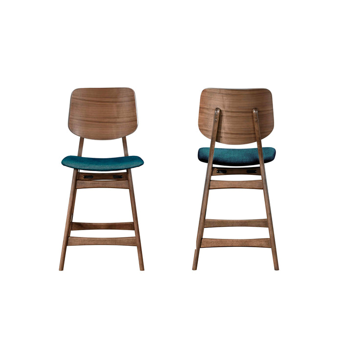 OSCAR COUNTER CHAIR WITH FOREST GREEN CUSHION-WALNUT