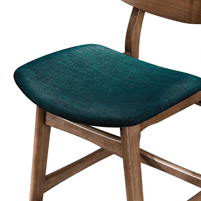 OSCAR COUNTER CHAIR WITH FOREST GREEN CUSHION-WALNUT