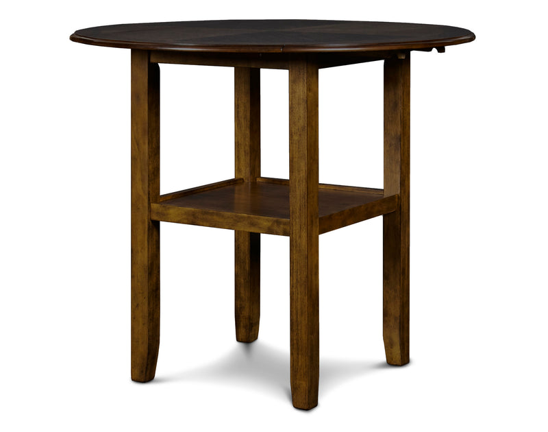 GIA 3 PC 42" COUNTER DROP LEAF TABLE & 2 CHAIRS-BROWN