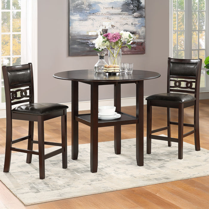 GIA 3 PC 42" COUNTER DROP LEAF TABLE & 2 CHAIRS-EBONY