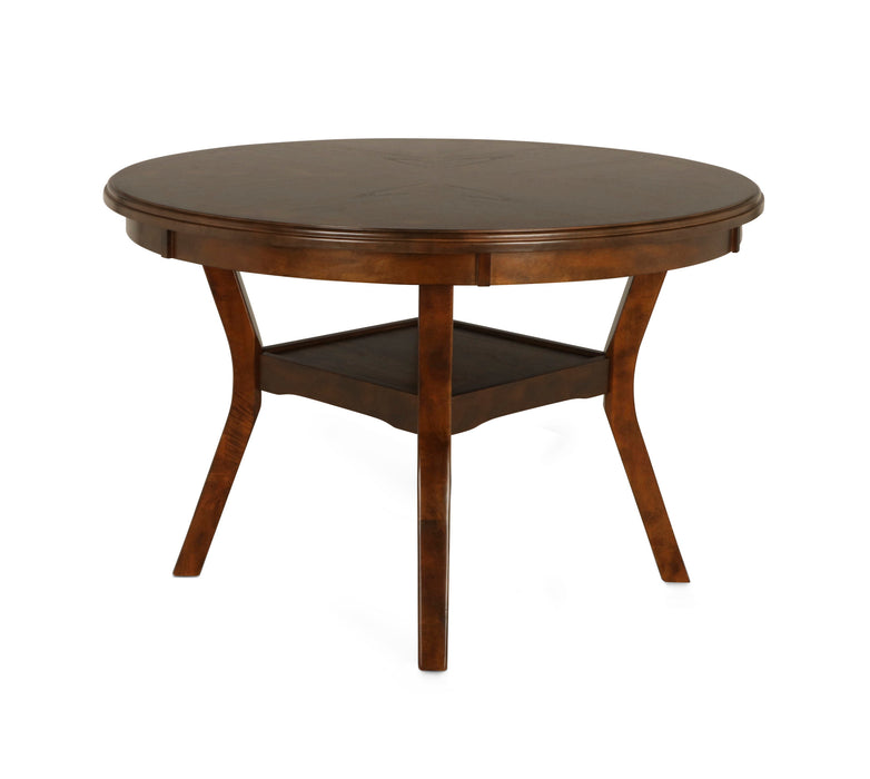 GIA 5 PC 47" ROUND DINING TABLE & 4 CHAIRS-BROWN