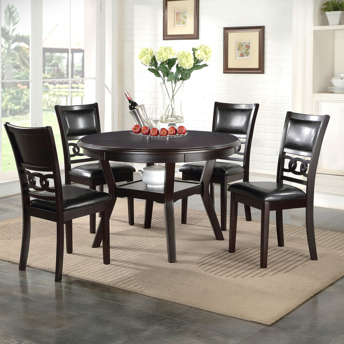 GIA 5 PC 47" ROUND DINING TABLE & 4 CHAIRS-EBONY