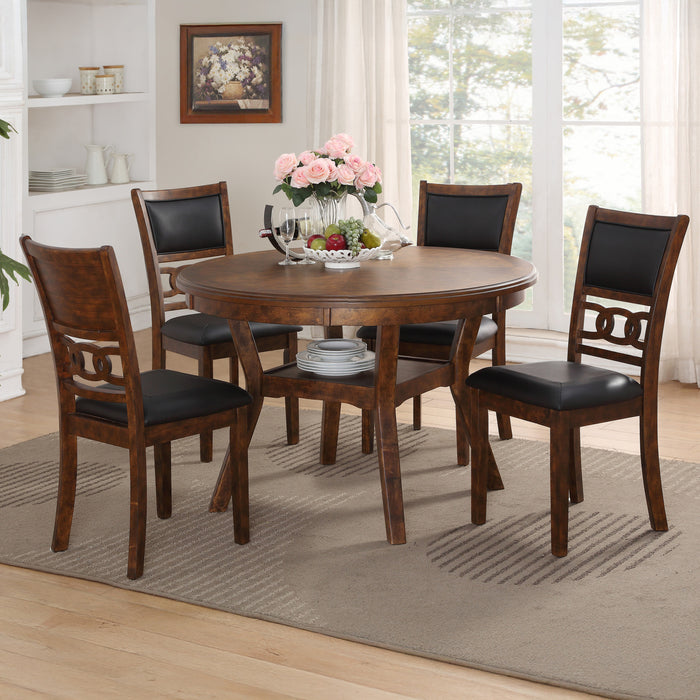 GIA 5 PC 47" ROUND DINING TABLE & 4 CHAIRS-BROWN