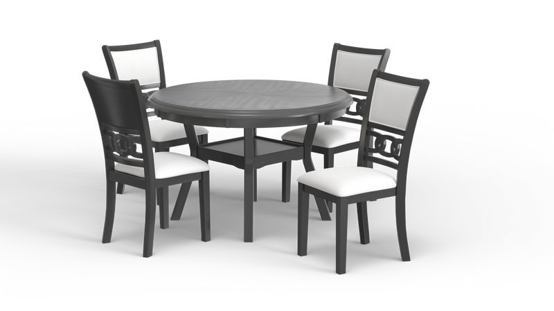 GIA 5 PC 47" ROUND DINING TABLE & 4 CHAIRS-GRAY