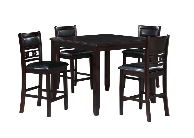 GIA 5 PC 42" SQUARE COUNTER TABLE & 4 CHAIRS-EBONY