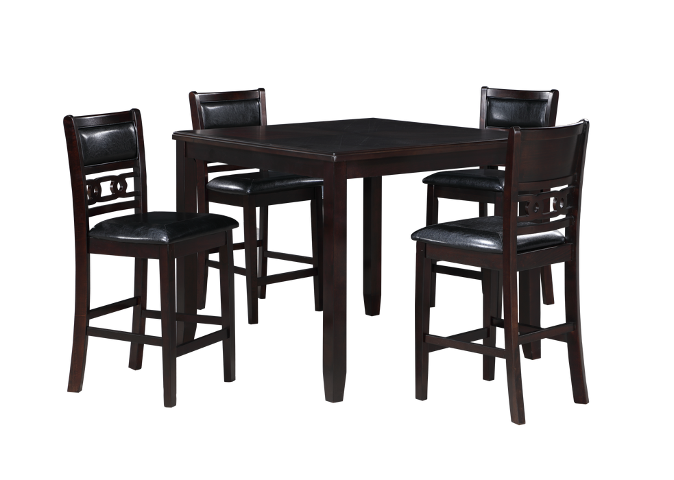 GIA 5 PC 42" SQUARE COUNTER TABLE & 4 CHAIRS-EBONY