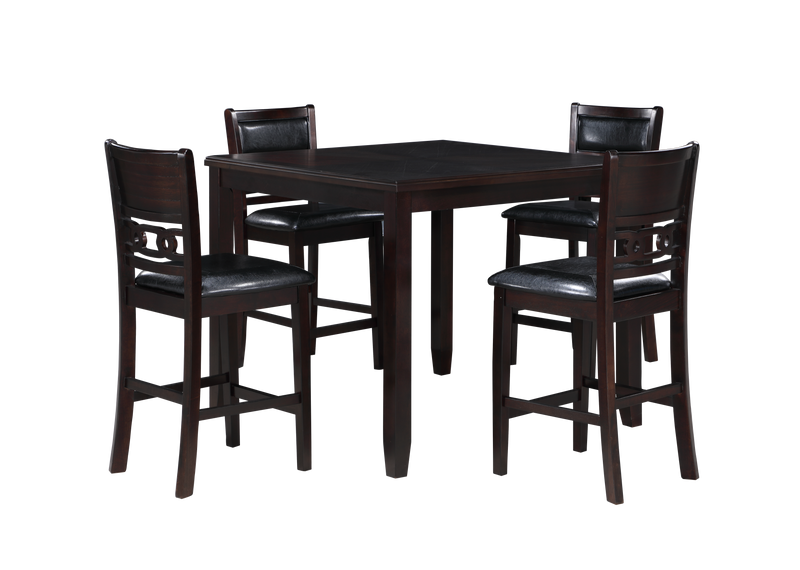 GIA 5 PC 42" SQUARE COUNTER TABLE & 4 CHAIRS-EBONY