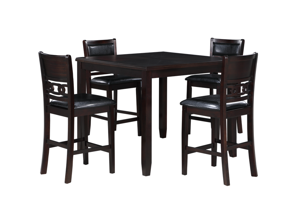 GIA 5 PC 42" SQUARE COUNTER TABLE & 4 CHAIRS-EBONY