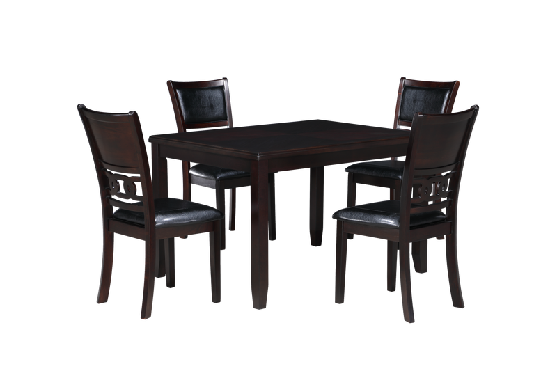 GIA 5 PC 48" RECTANGLE DINING TABLE & 4 CHAIRS-EBONY
