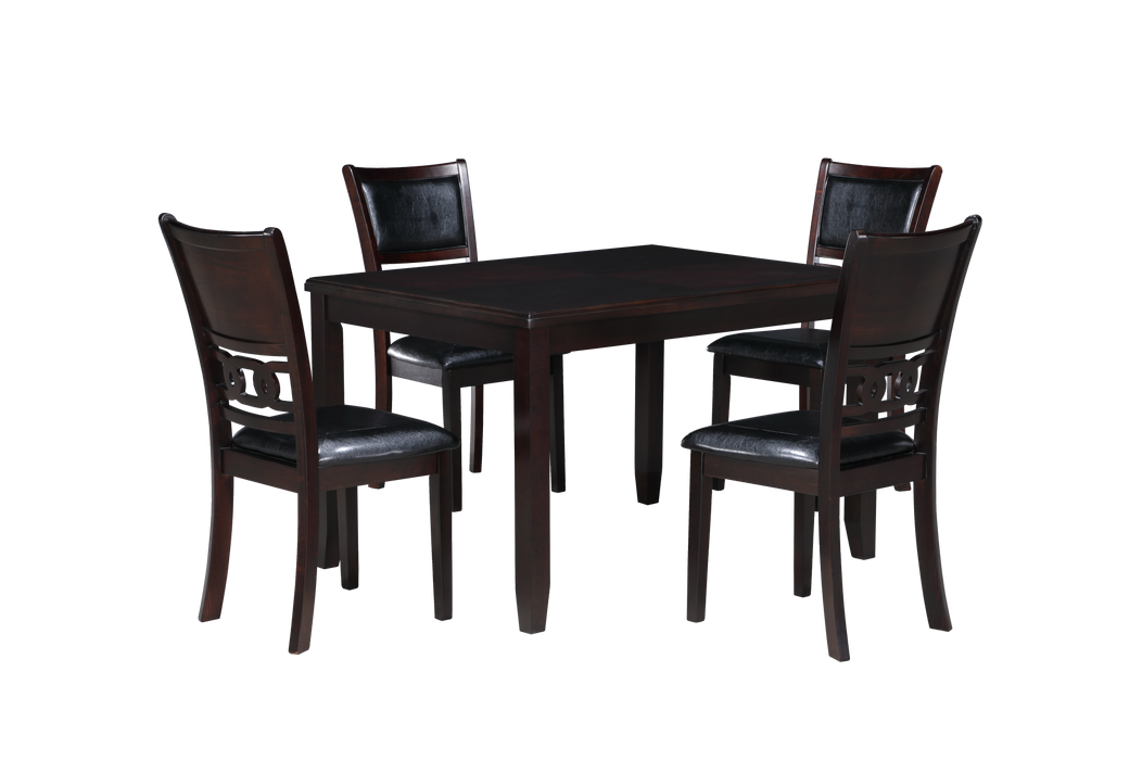 GIA 5 PC 48" RECTANGLE DINING TABLE & 4 CHAIRS-EBONY