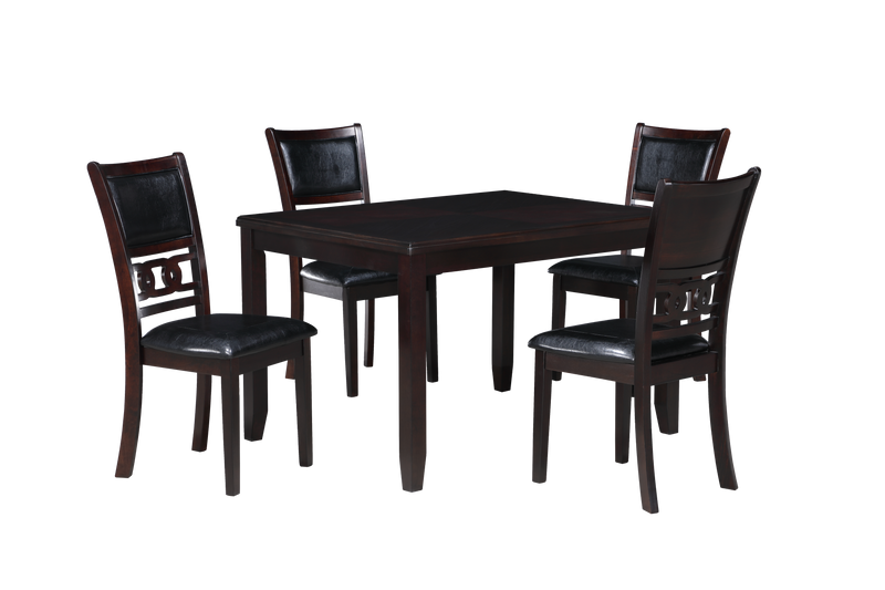 GIA 5 PC 48" RECTANGLE DINING TABLE & 4 CHAIRS-EBONY
