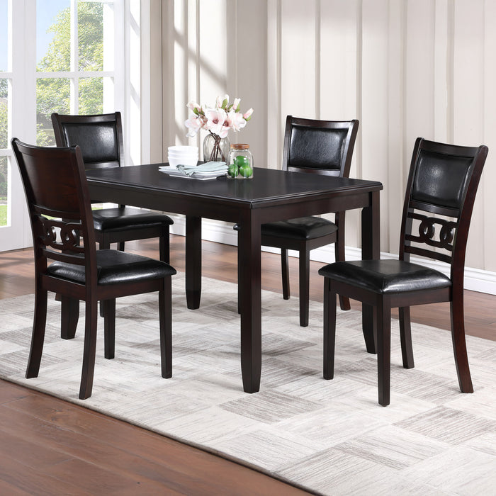 GIA 5 PC 48" RECTANGLE DINING TABLE & 4 CHAIRS-EBONY