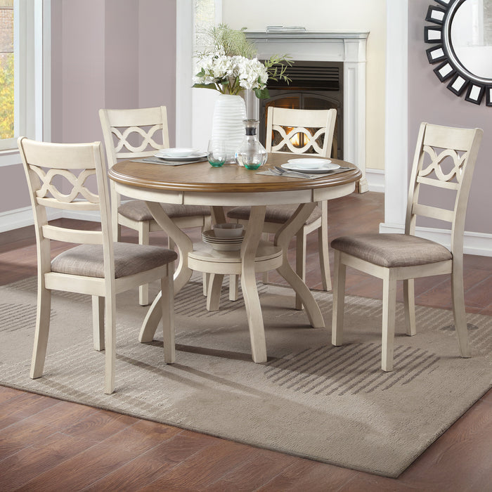 CORI ROUND DINING 5 PC SET-BISQUE/BROWN