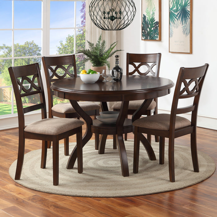 CORI ROUND DINING 5 PC SET-BROWN CHERRY