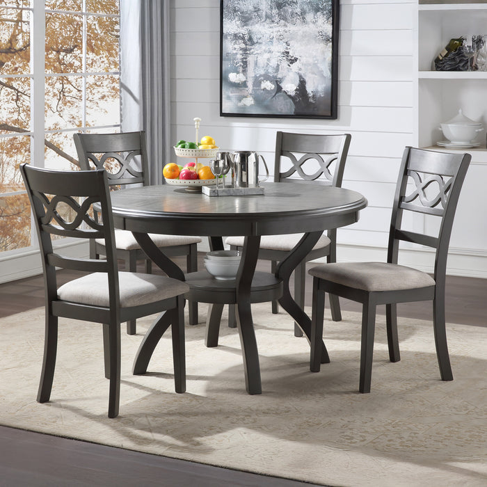 CORI ROUND DINING 5 PC SET-GRAY