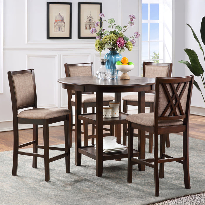 AMY 5 PC 42" ROUND COUNTER DINING SET-CHERRY
