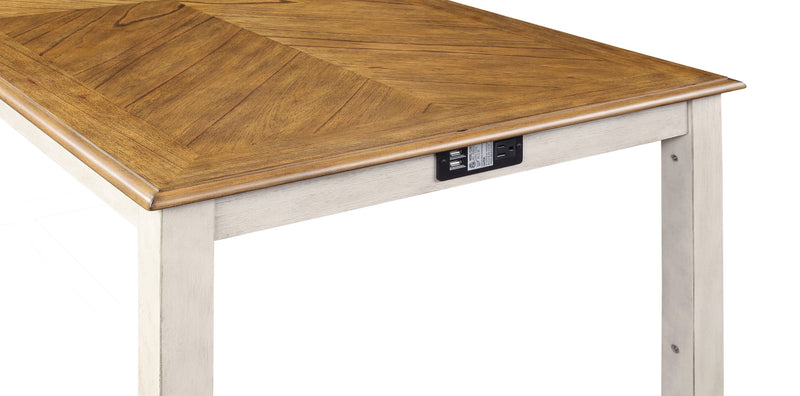 AMY 5 PC 60" COUNTER STORAGE TABLE+CHAIRS- BISQUE/BROWN