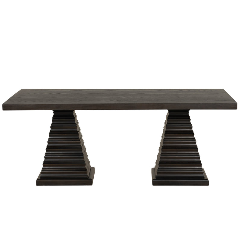PLATEAU RECTANGLE TABLE PEDESTAL BASE-RUSTIC ESPRESSO