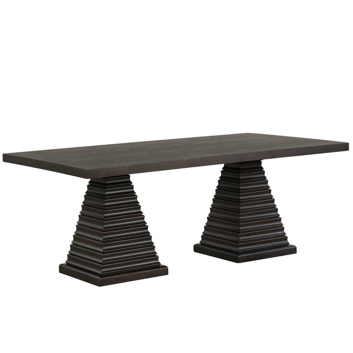 PLATEAU RECTANGLE TABLE PEDESTAL BASE-RUSTIC ESPRESSO