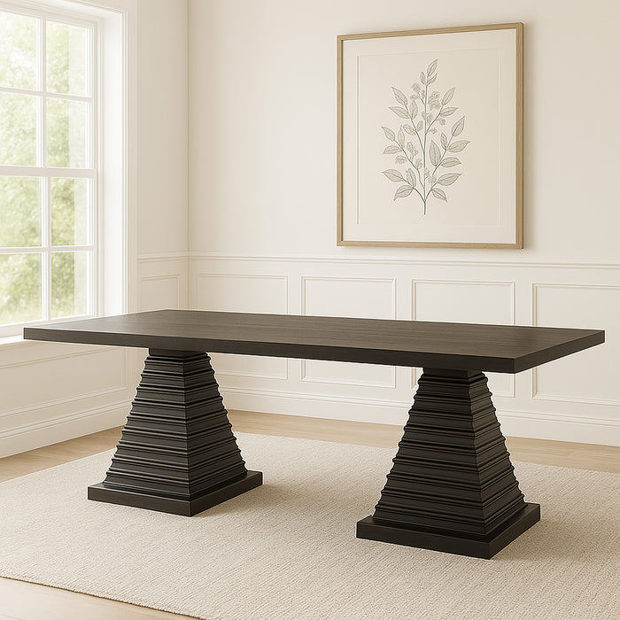 PLATEAU RECTANGLE TABLE PEDESTAL BASE-RUSTIC ESPRESSO