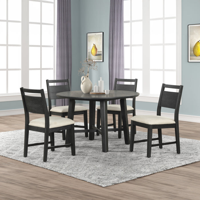 SABLE CREST 5 PIECE ROUND DINING TABLE & 4 CHAIRS-BLACK
