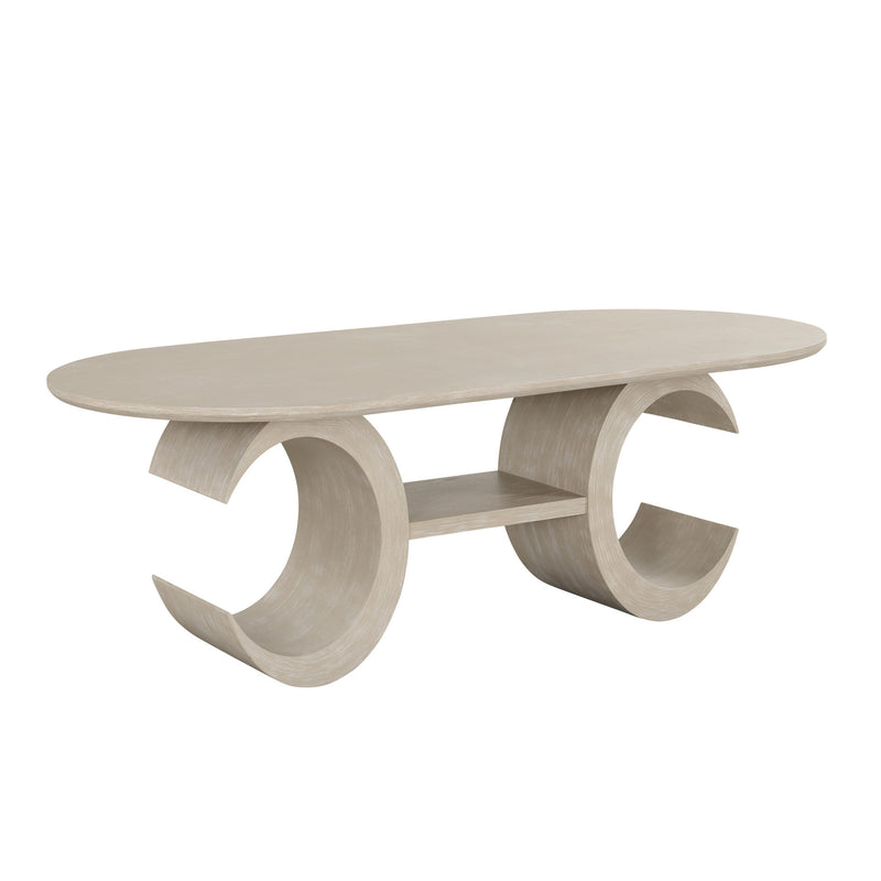 GWENDOLYN OVAL DINING TABLE BASE-CERUSED TAUPE