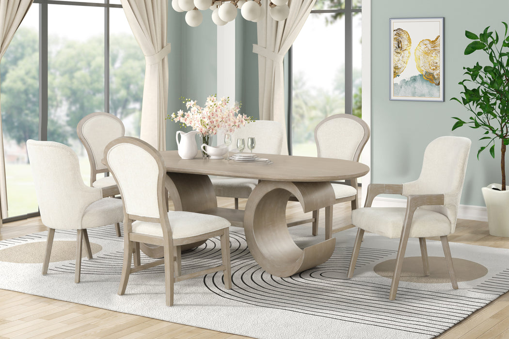 GWENDOLYN UPHOLSTERED ARM CHAIR (2 PER CARTON)-CERUSED TAUPE