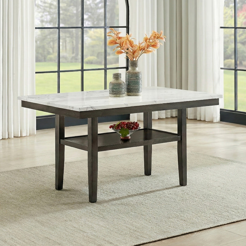 CARISSA 60" RECTANGLE DINING TABLE W/STORAGE SHELF