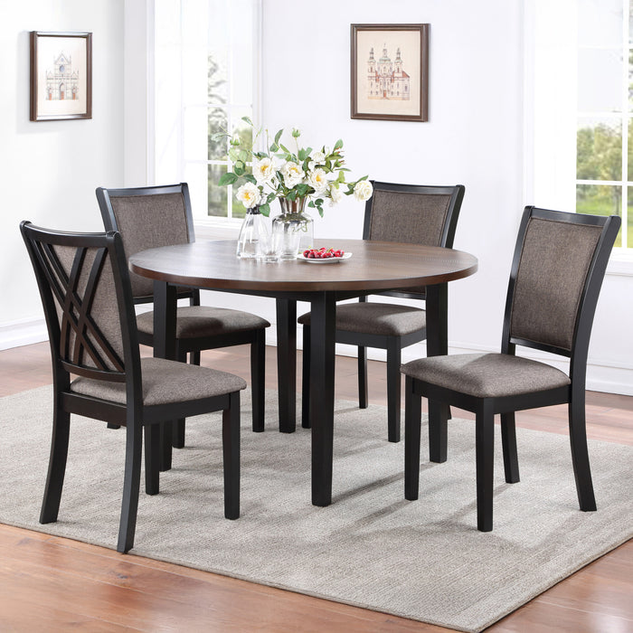 POTOMAC 48" ROUND DINING TABLE & 4 CHAIRS-BROWN/BLACK