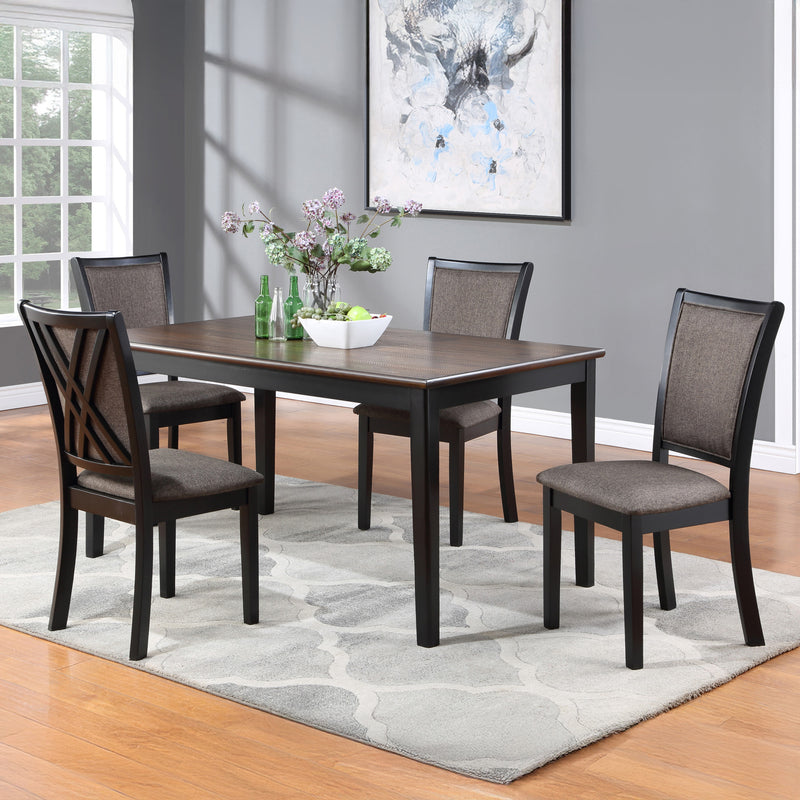 POTOMAC  60" RECTANGLE DINING TABLE & 4 CHAIRS-BROWN/BLACK