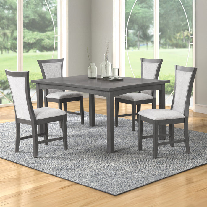 FLAIR  60" DINING TABLE & 4 CHAIRS (5 PC SET)-GRAY