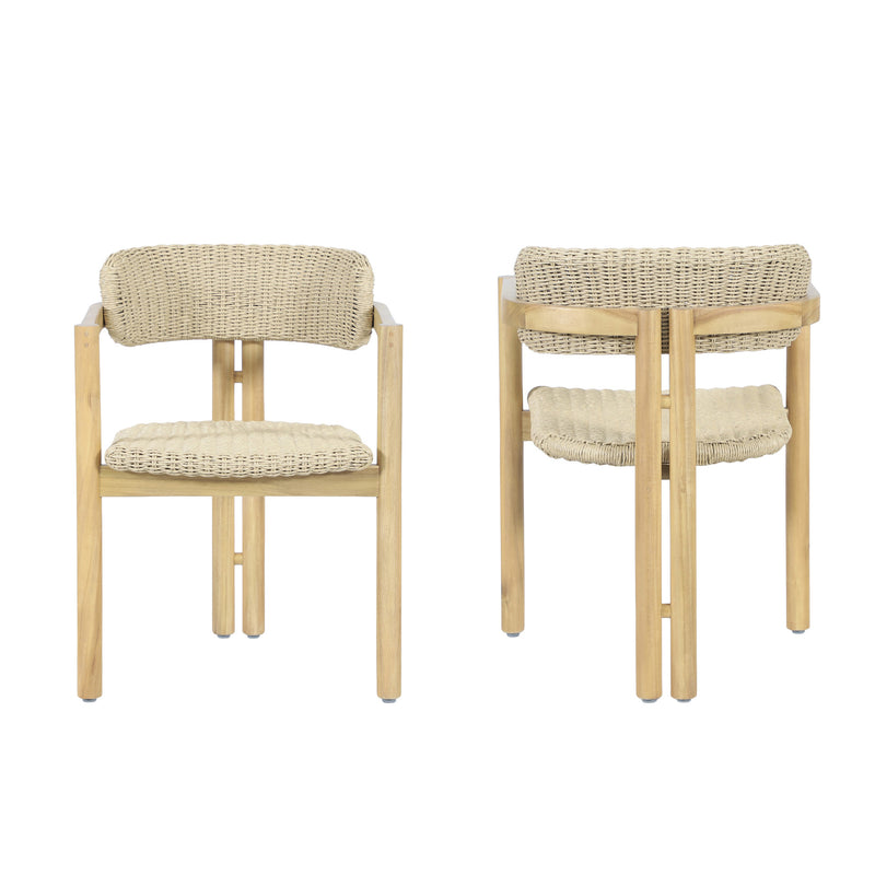 SEDONA WOOD AND WICKER PATIO DINING CHAIR (2 PER CARTON)