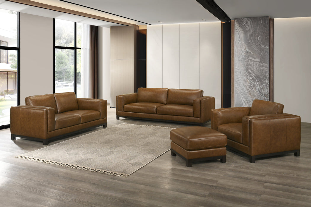 SAYER LEATHER LOVESEAT-BROWN