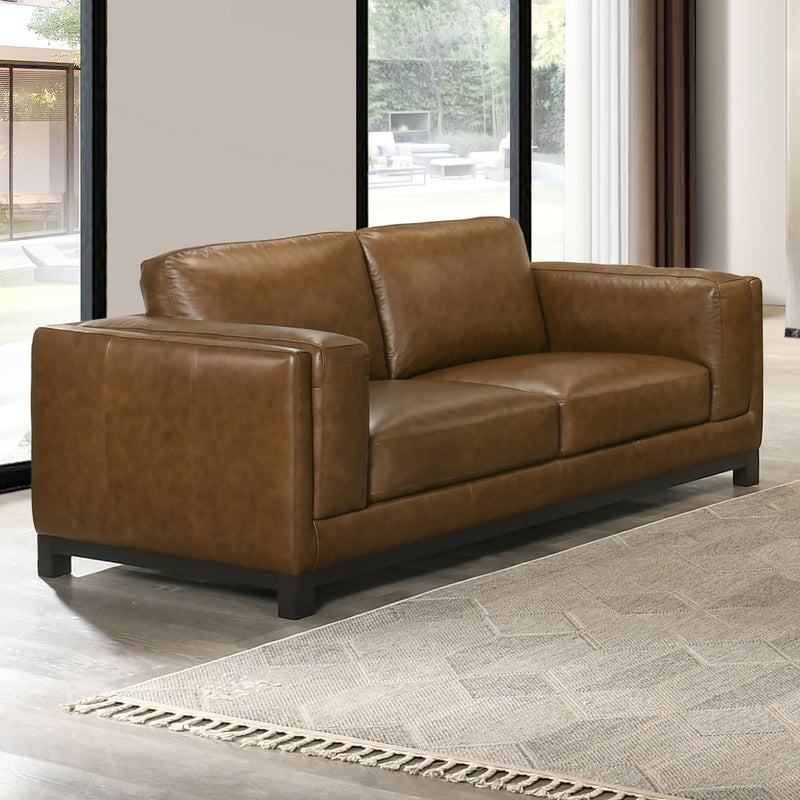 SAYER LEATHER LOVESEAT-BROWN