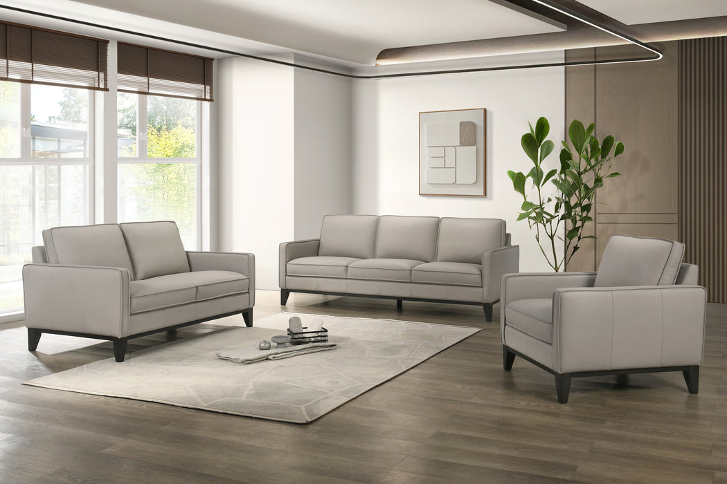AARON LEATHER SOFA-MIST GRAY