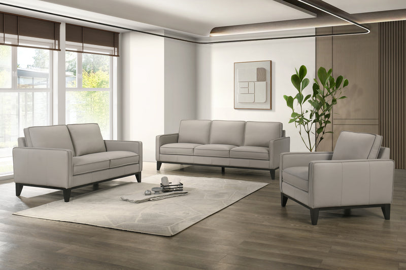 AARON LEATHER CHAIR-MIST GRAY