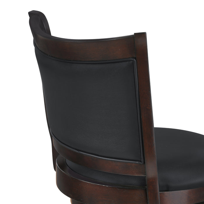 BRISTOL 24" COUNTER STOOL W/BLACK PU CUSHIONS-DK. BROWN