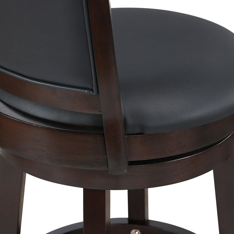 BRISTOL 24" COUNTER STOOL W/BLACK PU CUSHIONS-DK. BROWN