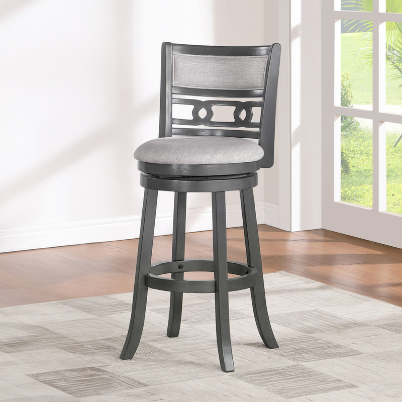 GIA 29" SWIVEL BARSTOOL-GRAY W/GRAY FABRIC SEAT