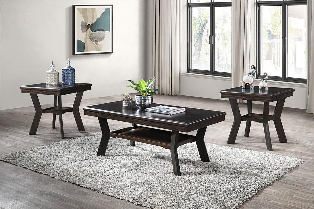 GIA 3 PIECE OCCASIONAL SET- 1 COFFEE & 2 END TABLES-BROWN