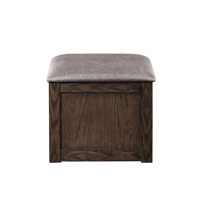 PAXTON 5 PC STORAGE COFFEE TABLE W/ 4 TUCK-IN OTTOMANS-DK BRO