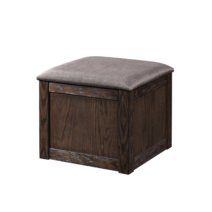 PAXTON 5 PC STORAGE COFFEE TABLE W/ 4 TUCK-IN OTTOMANS-DK BRO