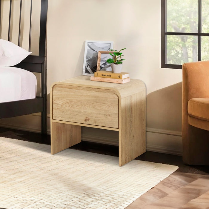 MARA ONE DRAWER END TABLE / BEDSIDE TABLE-NATURAL