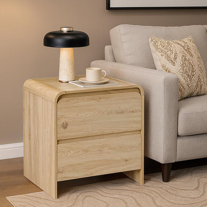 MARA TWO DRAWER END TABLE / BEDSIDE TABLE-NATURAL