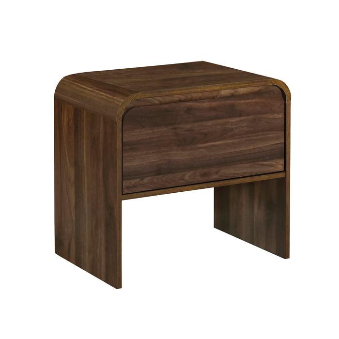 MARA ONE DRAWER END TABLE / BEDSIDE TABLE-WALNUT